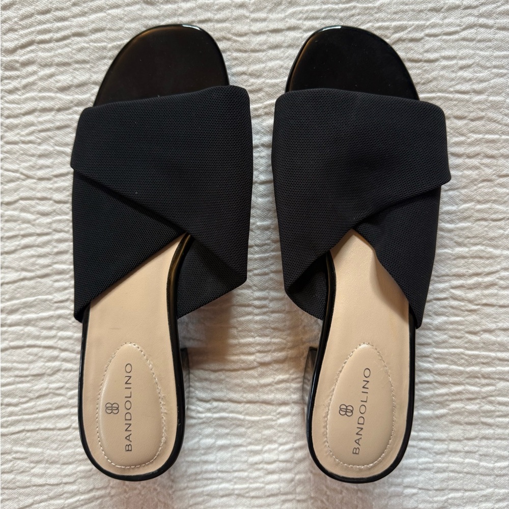 Bandolino Black Crisscross Mules